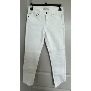 Principle Denim Honor Capri Fray Cropped White Jeans Women's Sz 25